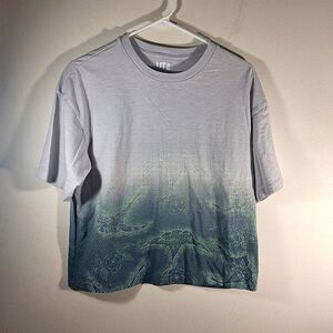 UT MFA Women's Light Blue Floral Print Short Sleeve Crew Neck Tee Size M